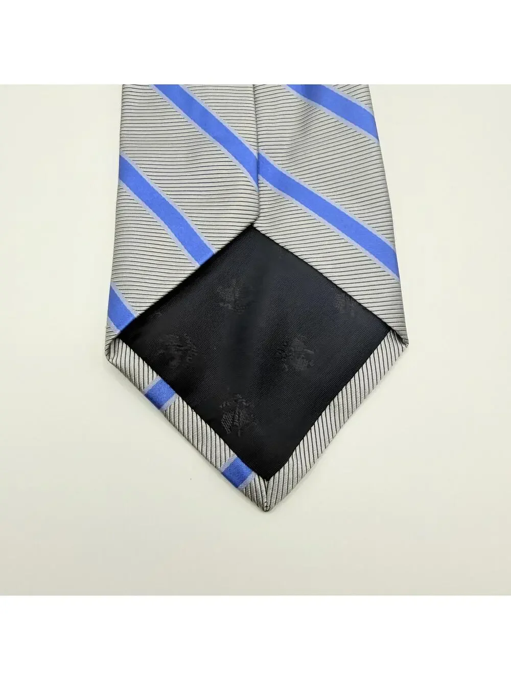 Brooks Brothers Tie Men's Silver Blue Stripe 100% Silk